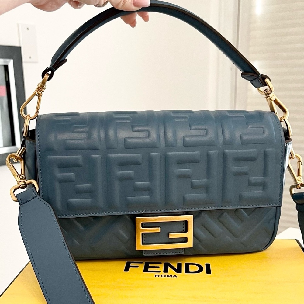 Fendi Nappa FF 1974 Embossed Baguette